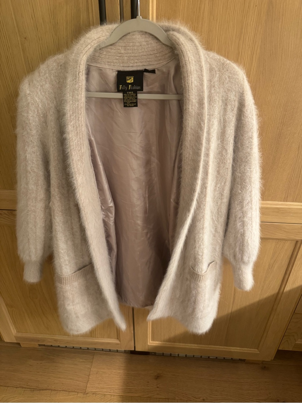 Vintage fully fashion fuzzy longline cardigan jacket-angora blend